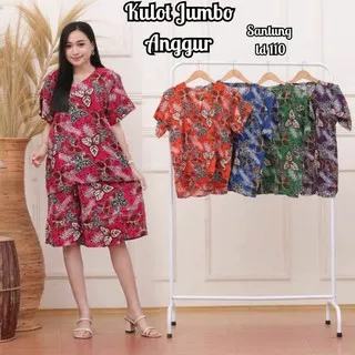 Setelan Kulot Bisa Ecer Dan Pilih Warna Jumbo Kancing Depan Motif Anggur