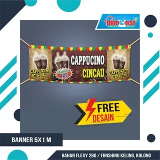 Cetak Banner 5 X 1 Meter / Spanduk Cappucino Cincau Murah / Banner Murah (Free Design)