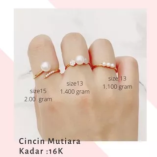 Cincin Emas Mutiara 16K Pearl Ring Ekslusif Cantik