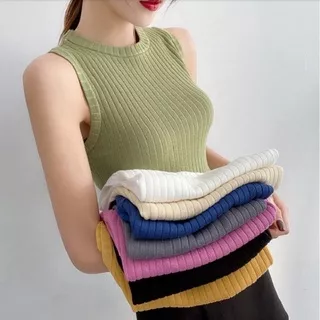 Tanktop Rajut Wanita - Baju Rajut Knit Singlet Wanita Korean