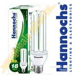 LAMPU 18W WHITE BOHLAM HEMAT ENERGI 18 watt 3U CAHAYA PUTIH HANNOCHS ORIGINAL