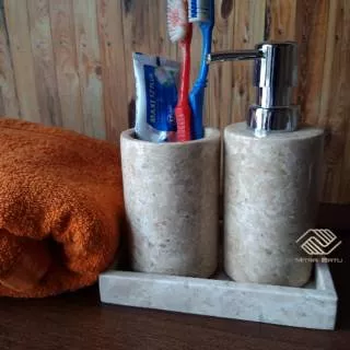 Tempat sabun cair marmer hotel set batu alam marmer cream/Dispenser soap tempat sabun cuci tangan