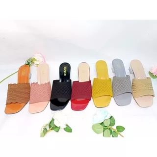 Sandal Rajut wanita Import Hak Kaca Sandal Wanita Hak Kaca Upper Rajut Import Sandal Kokop Hils Slip-on Hils Rajut Import Fashion Wanita