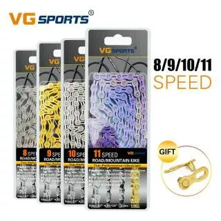 Chain Rantai VG Sports 9/10 Speed Silver Gold Half Hollow 116 Links Ultralight