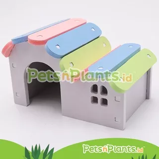 Rumah Tempat Tidur - Mainan Gigitan Kandang Hamster Ecoboard Rainbow