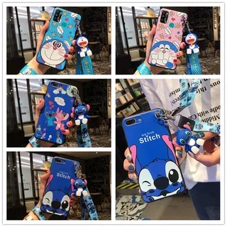 3D Fashion Stitch & Doraemon Case HP Huawei Y9s Y5 2018 Y5 Prime 2018 Y6 2018 Y7 Pro 2019 Y9 2019 Honor 7s 7A 8X 9X Pro 10 V20 Cute Cartoon Soft Sillicone Back Cover with Doll stand Lanyard