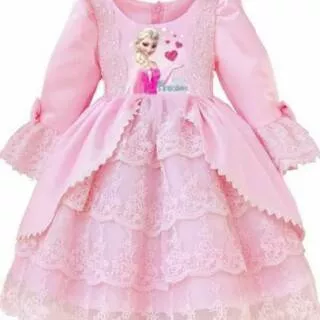 DRESS FROZEN PINK ELSA BRANDED