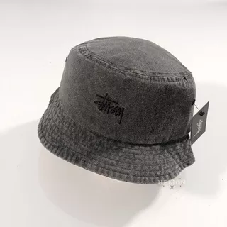 STUSSY BLACK SMOOTH ENZYME BUCKET HAT | TOPI (ORIGINAL)