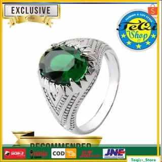 CINCIN WANITA BATU HIJAU LUMUT | AKSESORIS WANITA CINCIN TITANIUM UNTUK WANITA