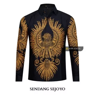 Hem Atasan Kemeja Baju Batik Pria Cowok Laki Laki Slimfit Full Lapis Furing Lengan Panjang Lengan Pendek Original Asli Batik Arkanza Solo Laweyan Size S M L Xl XXL Bahan Katun Motif Garuda Emas Sendang Sejoyo Prabuseno Antasena Handara Mensbatik Bateeq