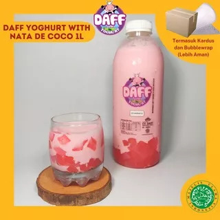 (COD) PREMIUM YOGHURT 1 LITER BOTOL ISI NATA DE COCO | DAFF YOGHURT WITH NATA DE COCO