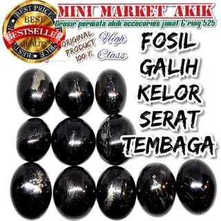 Batu akik fosil galih kelor hitam pekat serat tembaga termurah terlaris