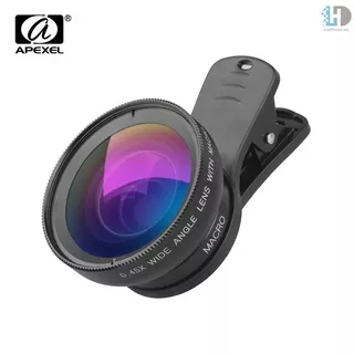 Apexel Apl-0.45Wm Lensa Kamera Super Wide Angle 0.45x 12.5x Dengan Klip Untuk Iphone / Samsung / Huawei / Xiaomi