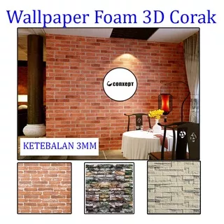 TT Wallpaper Foam 3D Brick Wall Paper Stiker Corak Wall Sticker Corak