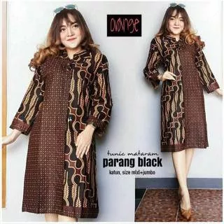 Tunic Mataram Parang Black / Tunik Batik Jumbo / Batik Big Size Seragaman Batik Kantor Besar