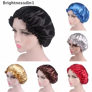 [Brightnessdin1] Silk Satin Night Sleep Cap Hair Bonnet Hat Head Cover Wide Band Adjust Elastic #