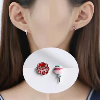 Anting Tusuk Desain Permen Lolipop Warna Pink untuk Wanita