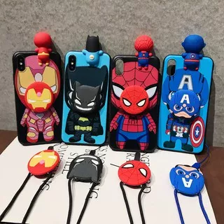 Casing HP Vivo Y12S Y2OS Y20 Y20i Y30 Y50 Y19 S1 Y17 Y65 Y71 Y81 Y91C Y91 Y93 Y95 V5s V5 Lite V7 Plus V9 V11 V15 Pro Spider-man Batman Cellphone Mount Protect Shell Mobile Phone Accessories Populer Fashion Doll Dolls Hang Rope Soft Case