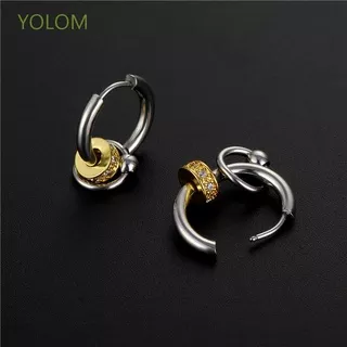 YOLOM Temperament Diamond Earring Punk Hoop Earring Drop Earring Women Stainless Steel Fashion Korean Round Hip hop Men Jewelry/Multicolor