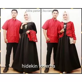 Couple Sarimbit Gamis Batik Dress Alika Parang Kawung