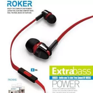 Handsfree Roker Extra Bass RK20K ORI Earphone Headset Universal