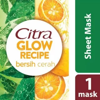 Citra Glow Recipe Juicy Sheet Mask Green Tea + Yuzu Orange 25Gr / Masker Wajah / Moisturizer