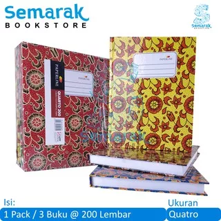 Buku Tulis Sampul Tebal Paperline Hard Cover Quarto [1 Pack / 3 Buku @ 200 Lembar]