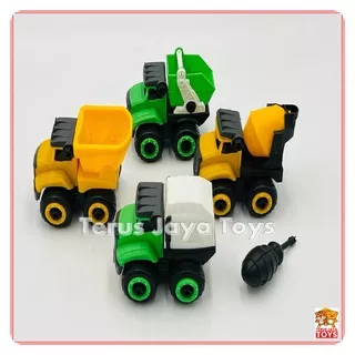 Mainan Edukasi Anak DIY Mobil Mobilan Truk Konstruksi Bongkar Pasang Truk Sampah
