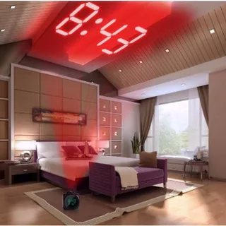 Jam Proyektor Digital Jam Digital Jam Alarm Light Projection LCD Display Digital Clock Voice Jam LCD