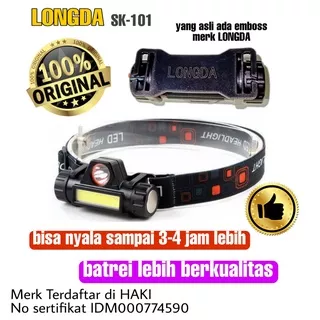 Senter Kepala Mini HEAD LAMP LED COB USB RECHARGEABLE PLUS MAGNET merek LONGDA SK-101 Original