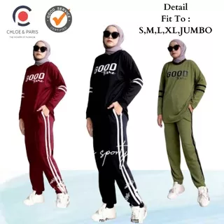 Chloe & Paris - Baju Olahraga Wanita Muslim Setelan Wanita Fashion Muslimah Panjang  S/M/L/XL/XXL One Set Jumbo Senam Sepeda Gowes