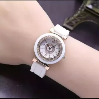 Jam TanganWanita Strap Rubber Permata Keramik TERMURAH! CC-16