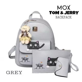 NEW RANSEL 3IN1 TOM & JERRY BAGPACK KOREA Ransel wanita fashion tas sekolah anak remaja dan kuliah