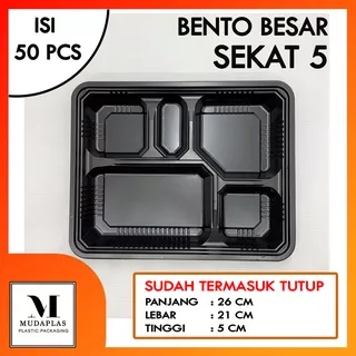 Bento Tray Sekat 5 Besar isi 50 pcs / Mika Bento / Kotak Bento / Bento Box