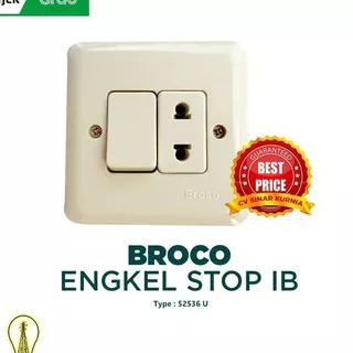Stop Kontak + Saklar Merk Broco 52536U Engkel Stop IB inbow Warna Cream