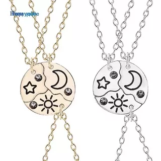 Hequ New Round Sun Star Moon Pendant Necklace 3 Pieces Fashion Best Friend Forever Friendship BFF Men And Women Necklaces 2020|Pendant Necklaces