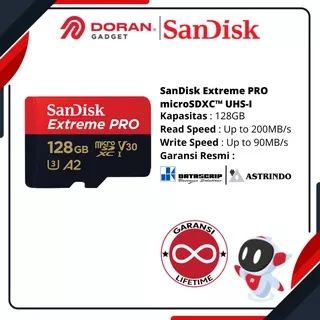 Micro SD 128GB Sandisk Extreme Pro MicroSDXC UHS-I Card up to 200Mbps - Garansi Lifetime