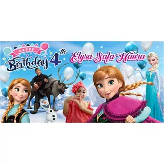 Frozen / Backdrop / Banner Ultah Uk 1m x 1m