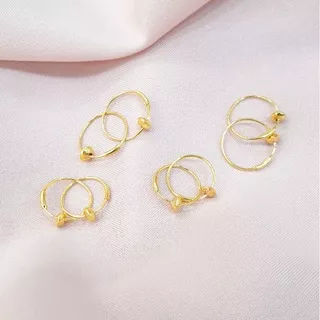 Anting gipsi kawat bola emas asli 24k, anting anak, anting emas, perhiasan, emas asli, anting 24k