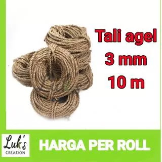 Tali agel 3 mm 10 m tali mendong tali rustik tali kerajinan tangan