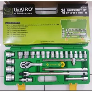 Tekiro Kunci sock set 8 - 32 mm 6PT 1/2  24pcs kunci sok shock socket set 8-32mm
