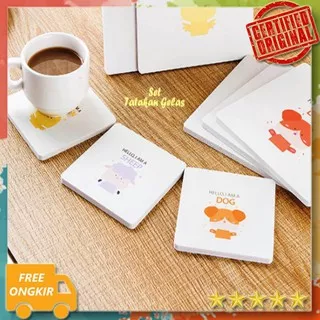 Set Tatakan Gelas ANIMAL ( 1 set isi 6 pcs tatakan bahan kayu) peralatanrumahtangga/