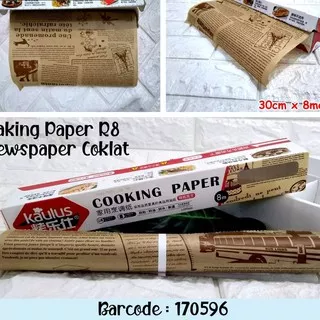Kertas Baking Wrapper Paper Anti Lengket Roti / Newspaper 8Mx30 Paper Baking Wax Motif Koran