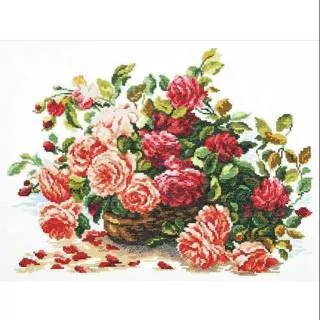 Paket kristik pola kain roses basket bunga mawar merah