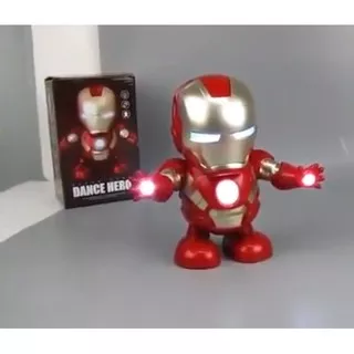 Marvel Robot Iron Man/Ultra man Lampu Led - Mainan Robot Anak Super Hero Joget