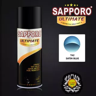 SAPPORO ULTIMATE T42 SATIN BLUE CAT SEMPROT 400 ML CAT MOTOR AEROSOL PYLOX WARNA BIRU MUDA SEMI CHROME T 42 PILOKS PILOX PILOK DITON PREMIUM SAPORO SAMURAI SHOGUN MEDAN BINJAI SUMATERA