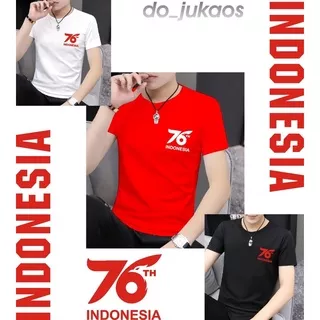 DJ |KAOS PRIA| ATASAN PRIA| PAKAIAN PRIA | 17 AGUSTUS | INDONESIA | MOTIF GARUDA HUT 76