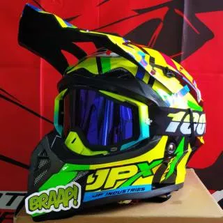 Helm Cross JPX Fox1 motif X4 Black Yellow Special Edition Rossi Soleluna