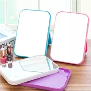 Kaca Rias Make Up Kreatif Cermin Lipat Persegi Portable Beauty Mirror