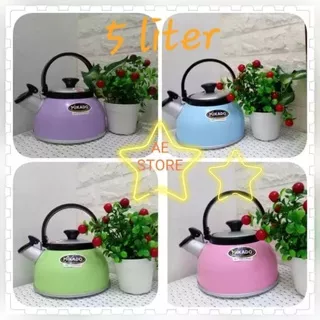 Ceret Teko siul bunyi 5 liter kettle ketel rebus masak air maspion rigoletto mikado besar warna pastel unik lucu biru ungu pink ping hijau